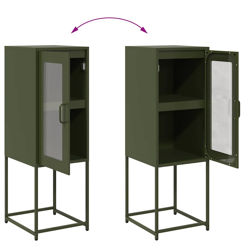 Příborník Olivově Zelený 36X39X107 Cm Ocel Válcovaná Za Studena