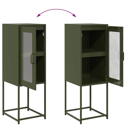 Příborník Olivově Zelený 36X39X107 Cm Ocel Válcovaná Za Studena