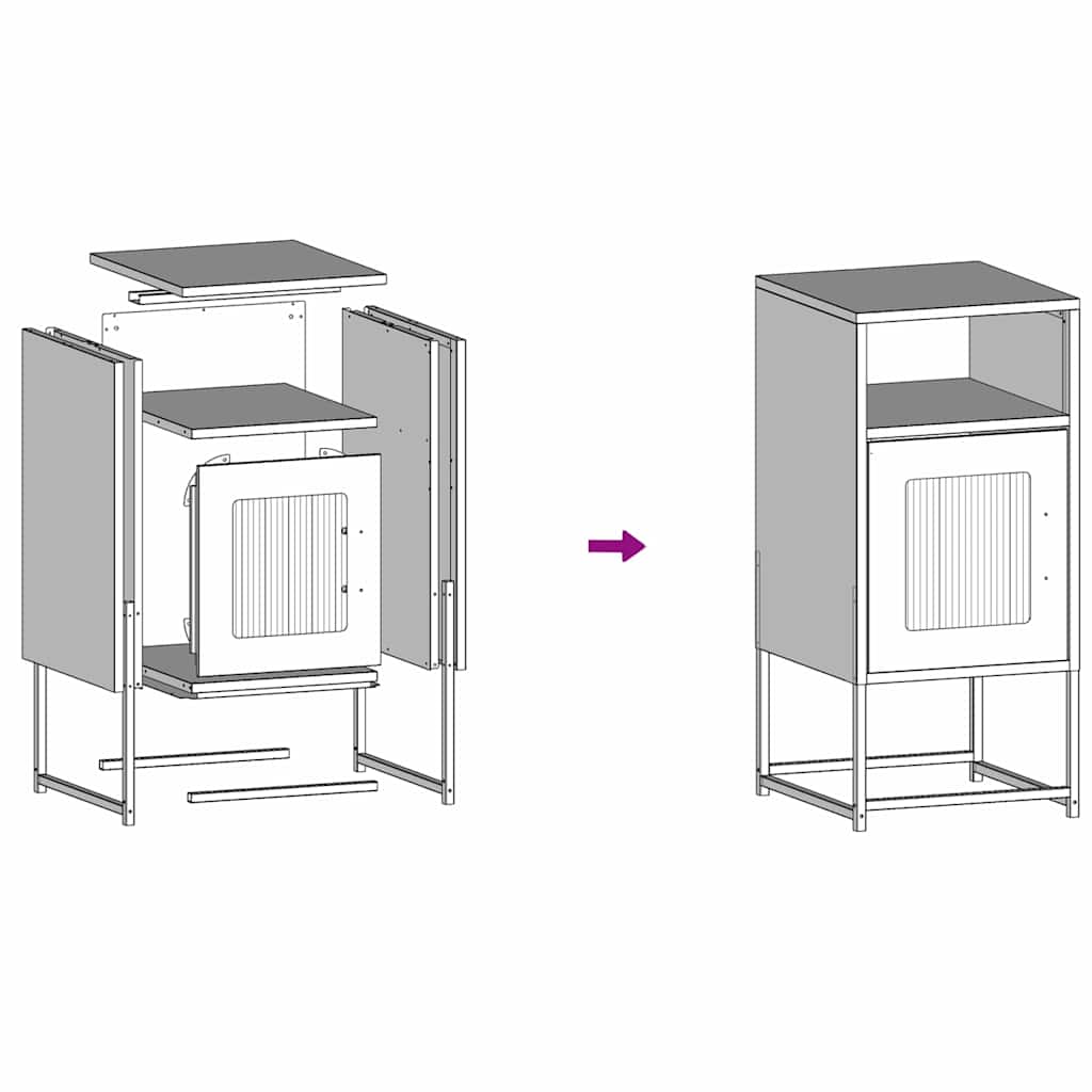 Noční Stolek Olivově Zelený 36X39X78 Cm Ocel