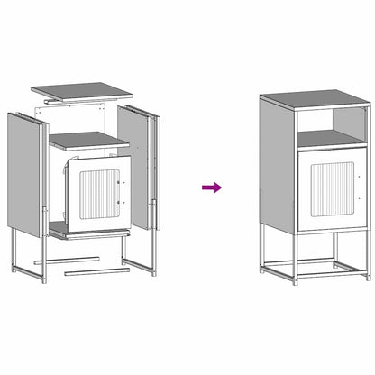 Noční Stolek Olivově Zelený 36X39X78 Cm Ocel