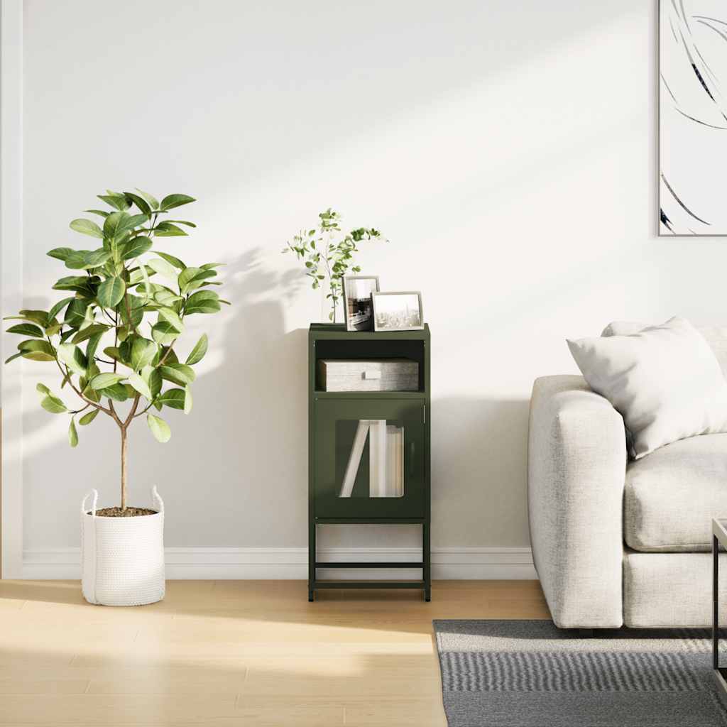 Noční Stolek Olivově Zelený 36X39X78 Cm Ocel