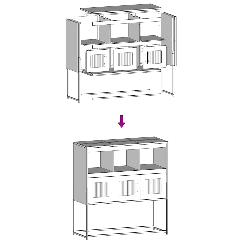 Příborník Antracitový 100,5X39X107 Cm Ocel Válcovaná Za Studena