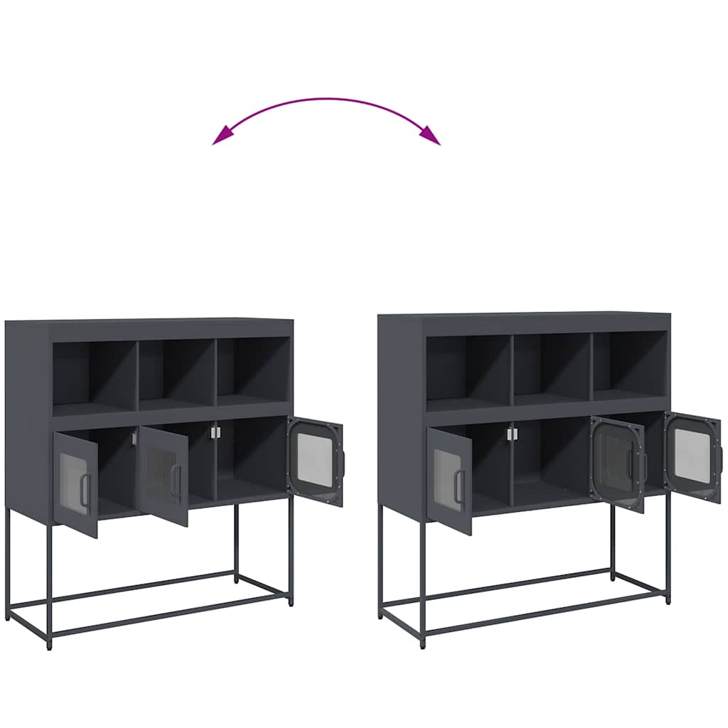 Příborník Antracitový 100,5X39X107 Cm Ocel Válcovaná Za Studena