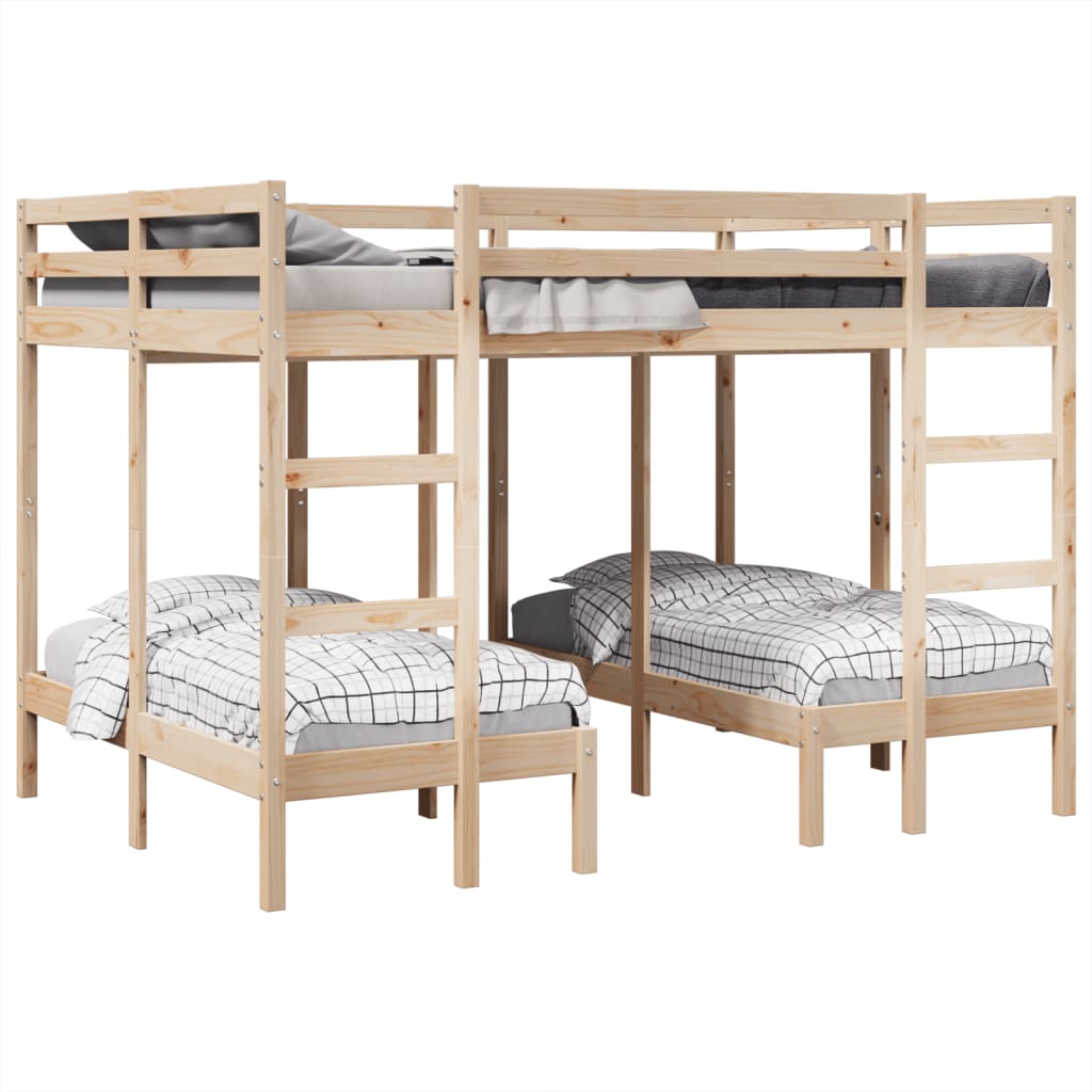 Rám Trojité Patrové Postele 140X200/70X140 Cm Masivní Borovice