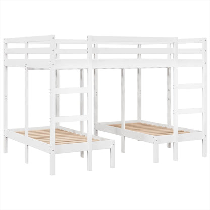 Rám Trojité Patrové Postele Bílý 140X200/70X140 Cm Borovice