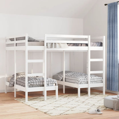 Rám Trojité Patrové Postele Bílý 140X200/70X140 Cm Borovice