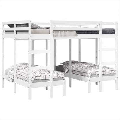Rám Trojité Patrové Postele Bílý 140X200/70X140 Cm Borovice