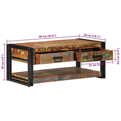 Konferenční Stolek Vícebarevný 90X50X38 Cm Recyklované Dřevo