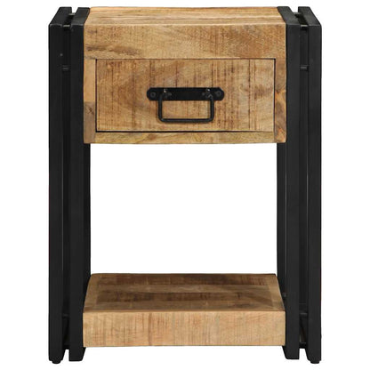 Noční Stolky 2 Ks 40 X 40 X 50 Cm Masivní Surové Dřevo Mango