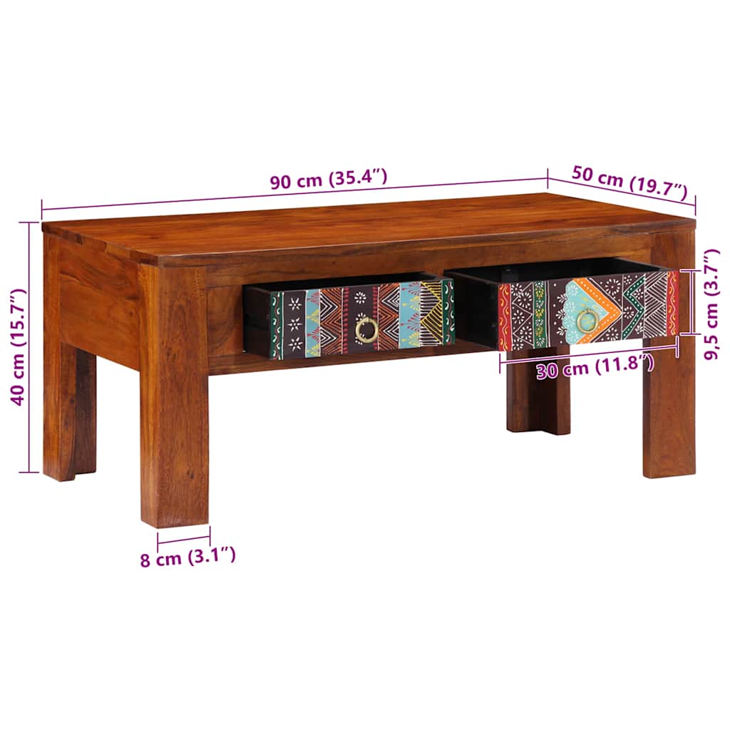 Konferenční Stolek 90 X 50 X 40 Cm Masivní Akáciové Dřevo