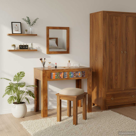 Kosmetický Stůl Hnědá 90 X 45 X 75 Cm Masivní Akátové Dřevo