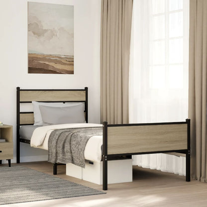 Rám Postele Bez Matrace Kompozitní Dřevo Dub Sonoma
