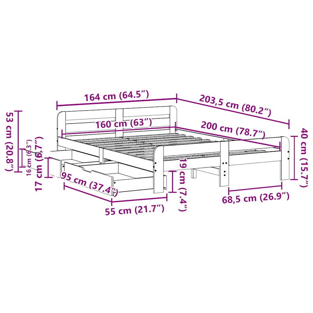 Postel Bez Matrace Masivní Borovice