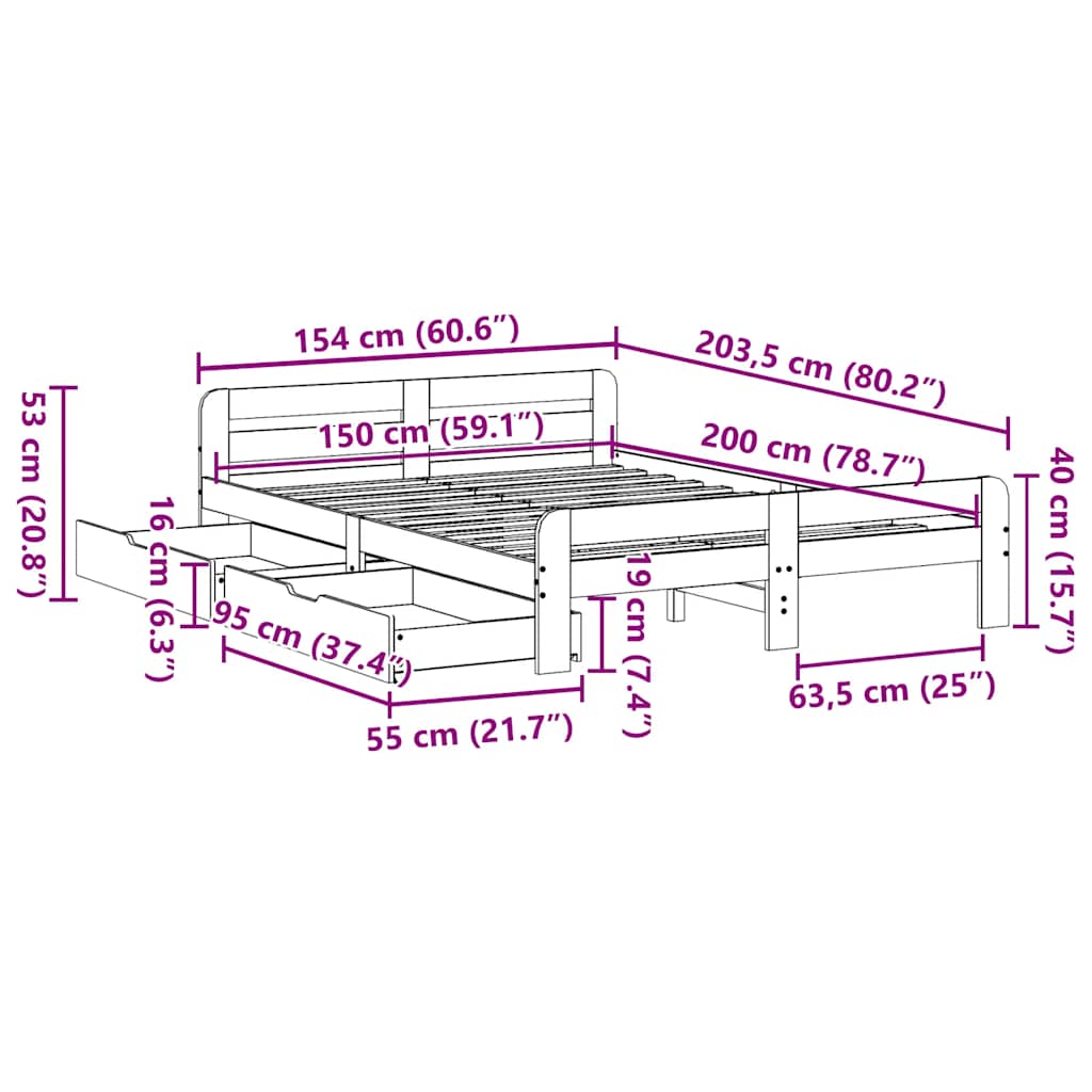 Postel Bez Matrace Masivní Borovice