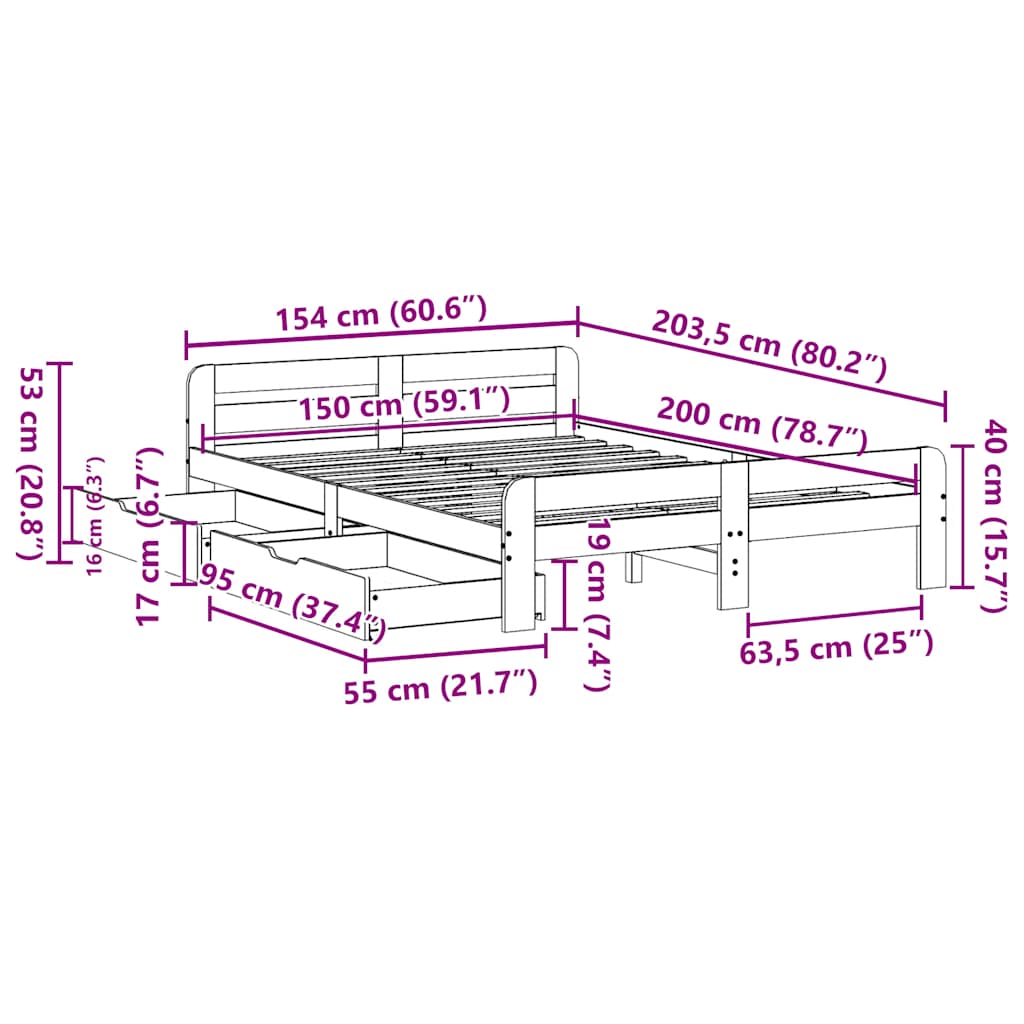 Postel Bez Matrace Masivní Borovice