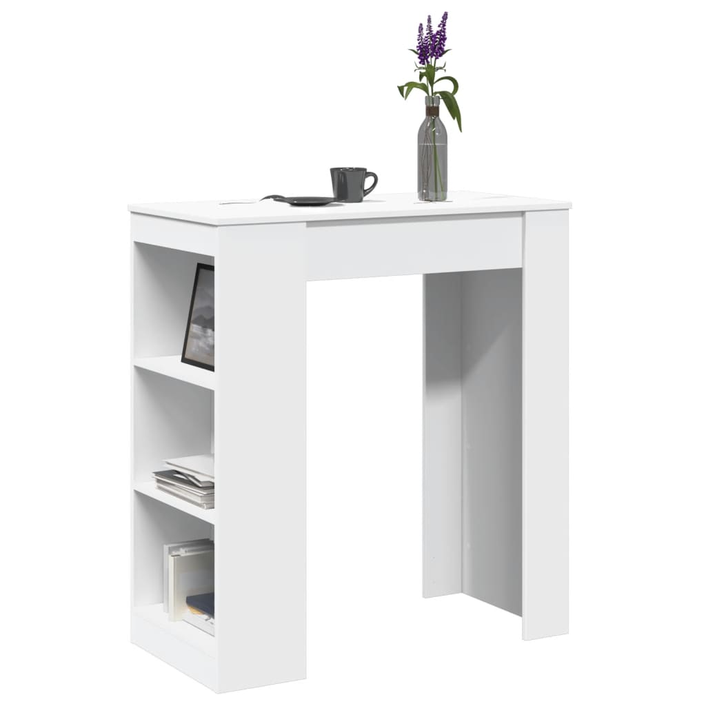 Barový Stůl S Regály Bílý 95 X 47 X 103,5 Cm Kompozitní Dřevo