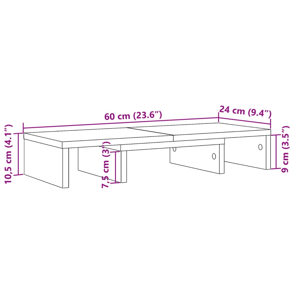 Stojan Na Monitor 60 X 24 X 10,5 Cm Kompozitní Dřevo
