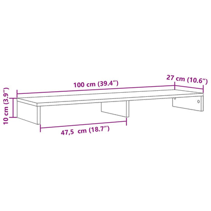 Stojan Na Monitor Šedý Sonoma 100 X 27 X 10 Cm Kompozitní Dřevo