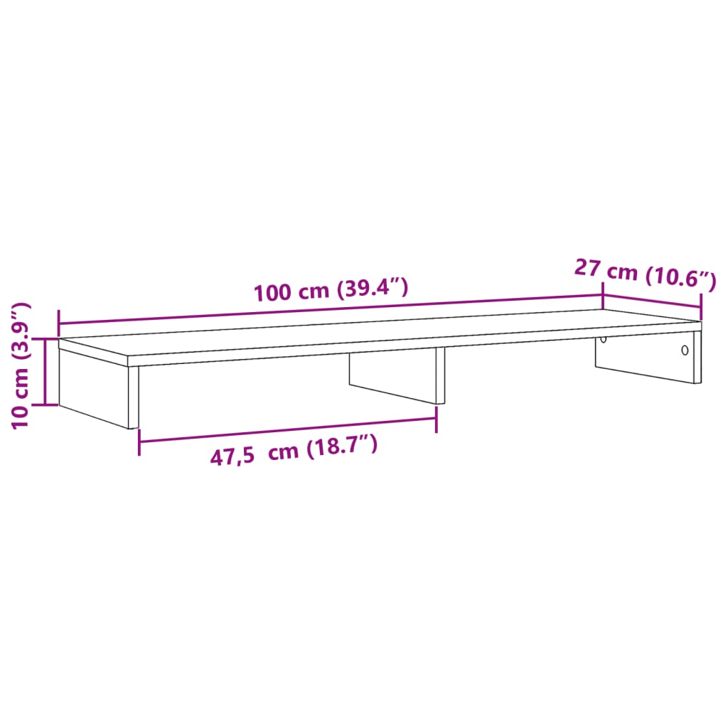 Stojan Na Monitor Dub Artisan 100 X 27 X 10 Cm Kompozitní Dřevo