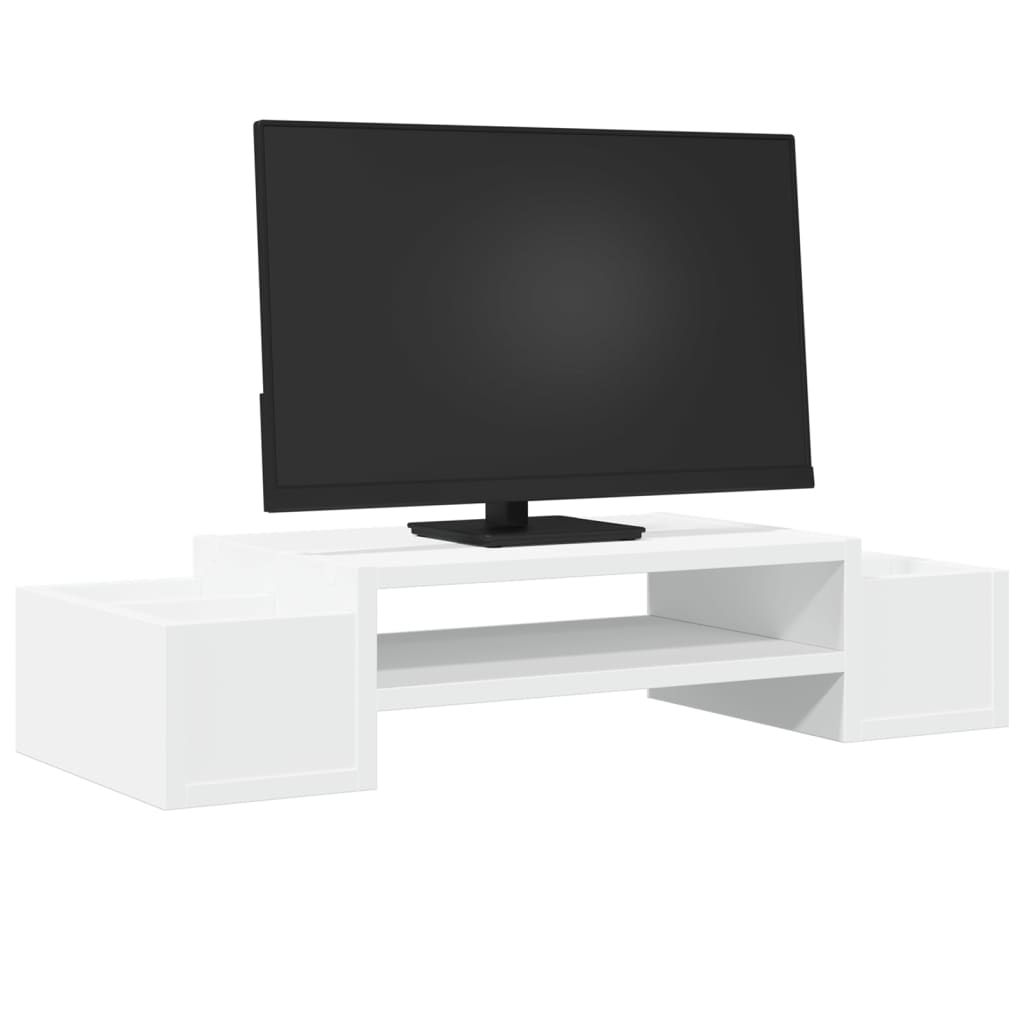Stojan Na Monitor S Úložným Prostorem Bílý Kompozit