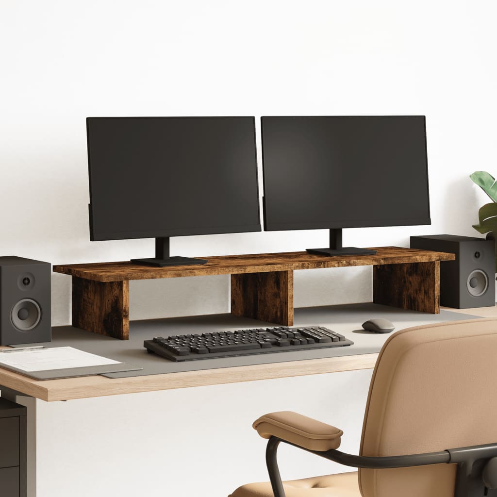 Stojan Na Monitor Kouřový Dub 100 X 27 X 15 Cm Kompozitní Dřevo