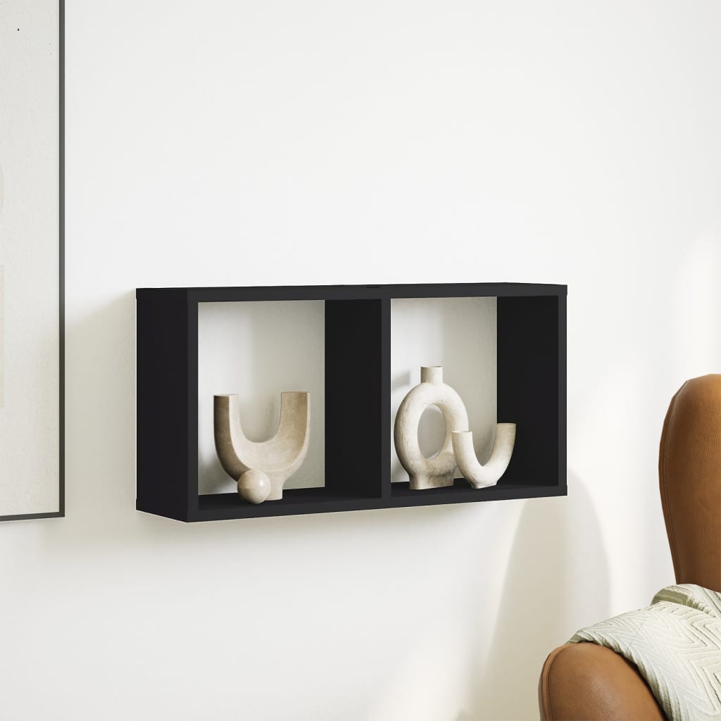 Nástěnná Skříňka 60 X 16 X 30 Cm Černá Kompozitní Dřevo