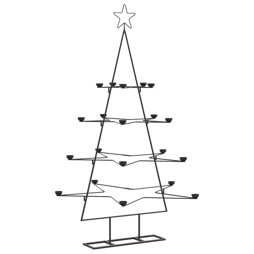 Kovový Vánoční Stromeček Pro Dekorace Černý 140 Cm
