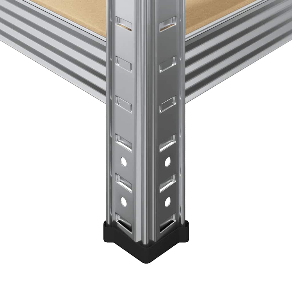 5Patrové Úložné Regály 3 Ks Stříbrné Ocel A Kompozitní Dřevo Stříbrná