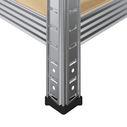 5Patrové Úložné Regály 3 Ks Stříbrné Ocel A Kompozitní Dřevo Stříbrná