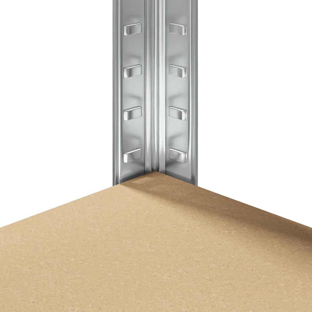 5Patrový Rohový Regál Stříbrný Ocel A Kompozitní Dřevo Stříbrná