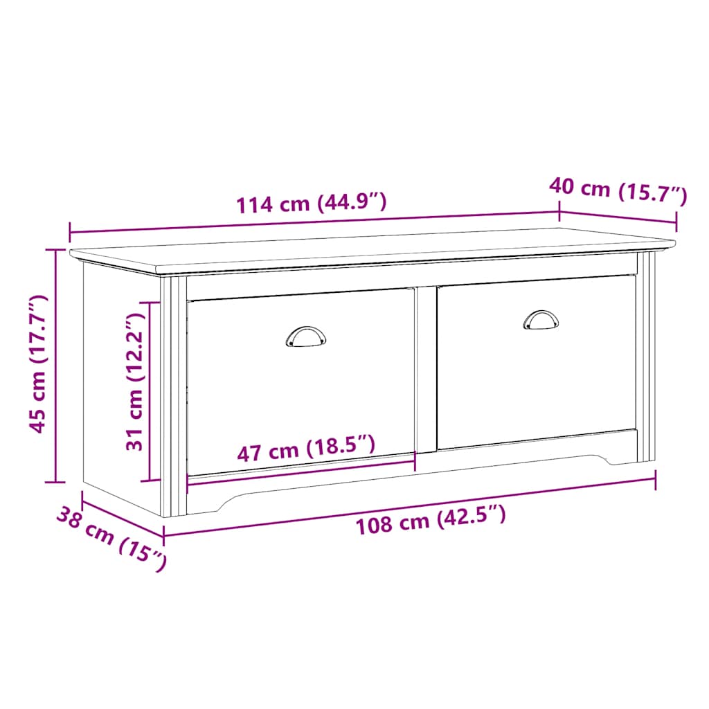 Lavice Do Předsíně "Bodo" Bílý A Hnědá 114X40X45 Cm