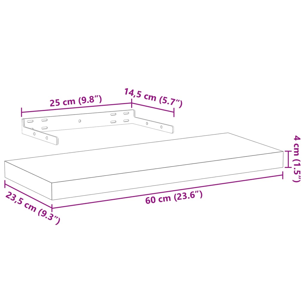 Plovoucí Police 4 Ks 60 X 23,5 X 4 Cm Kompozitní Dřevo