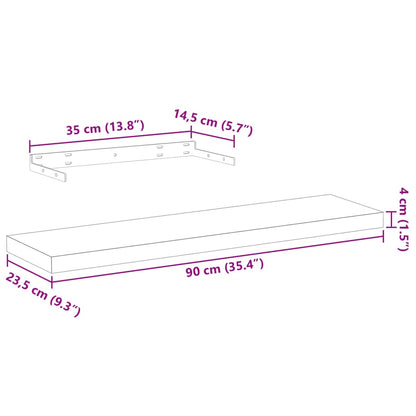 Plovoucí Police 4 Ks 90 X 23,5 X 4 Cm Kompozitní Dřevo