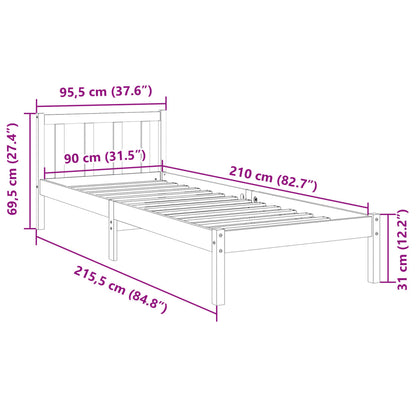 Prodloužený Rám Postele Bez Matrace 90 X 210 Cm Borovice
