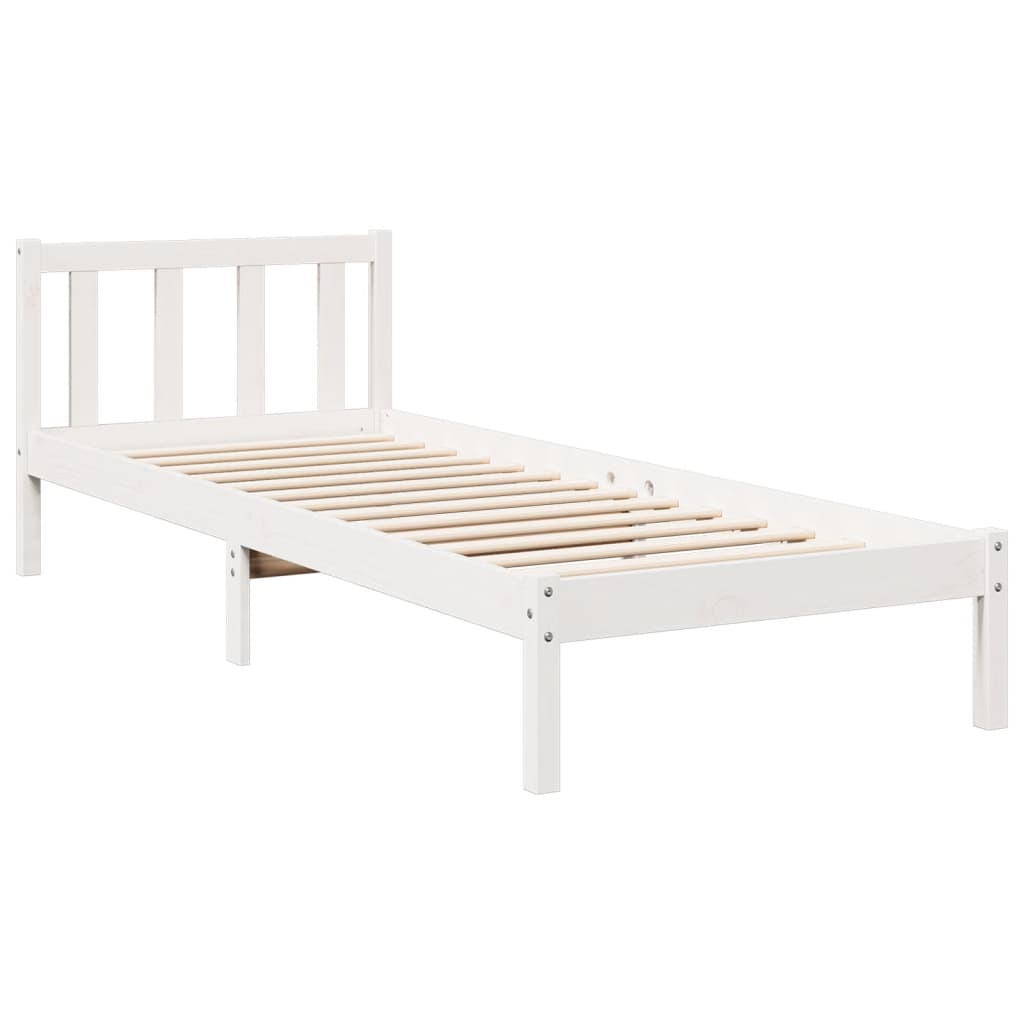 Prodloužený Rám Postele Bez Matrace Bílý 90 X 210 Cm Borovice