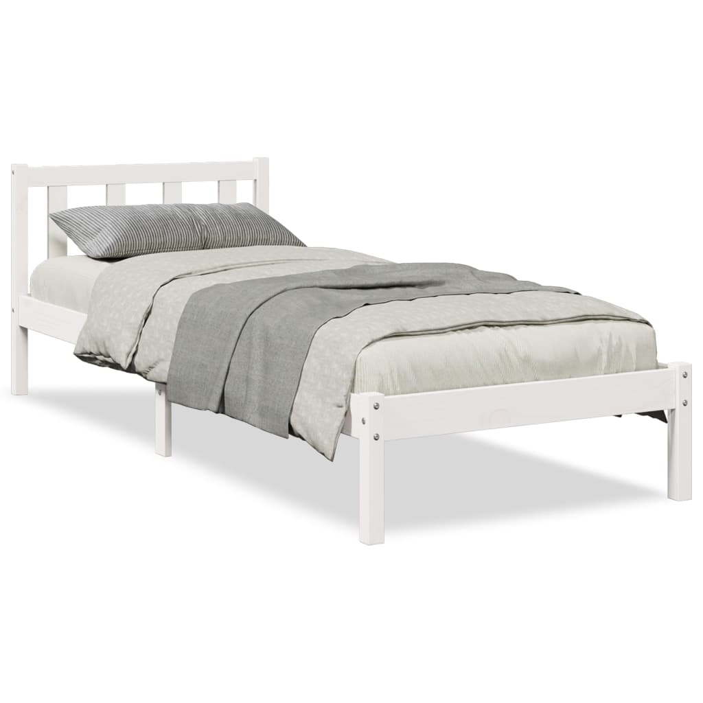 Prodloužený Rám Postele Bez Matrace Bílý 100 X 210 Cm Borovice