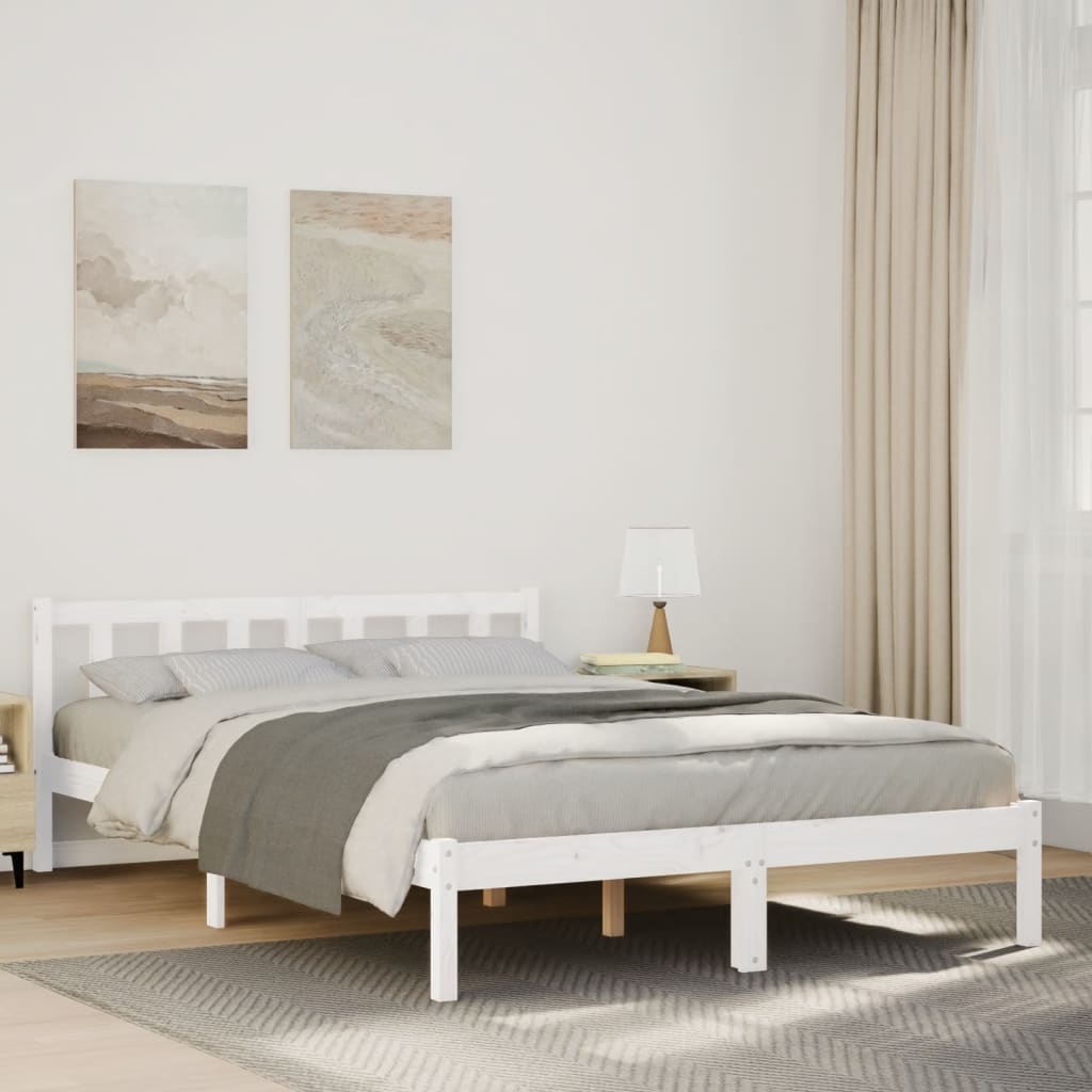 Prodloužený Rám Postele Bez Matrace Bílý 140 X 210 Cm Borovice