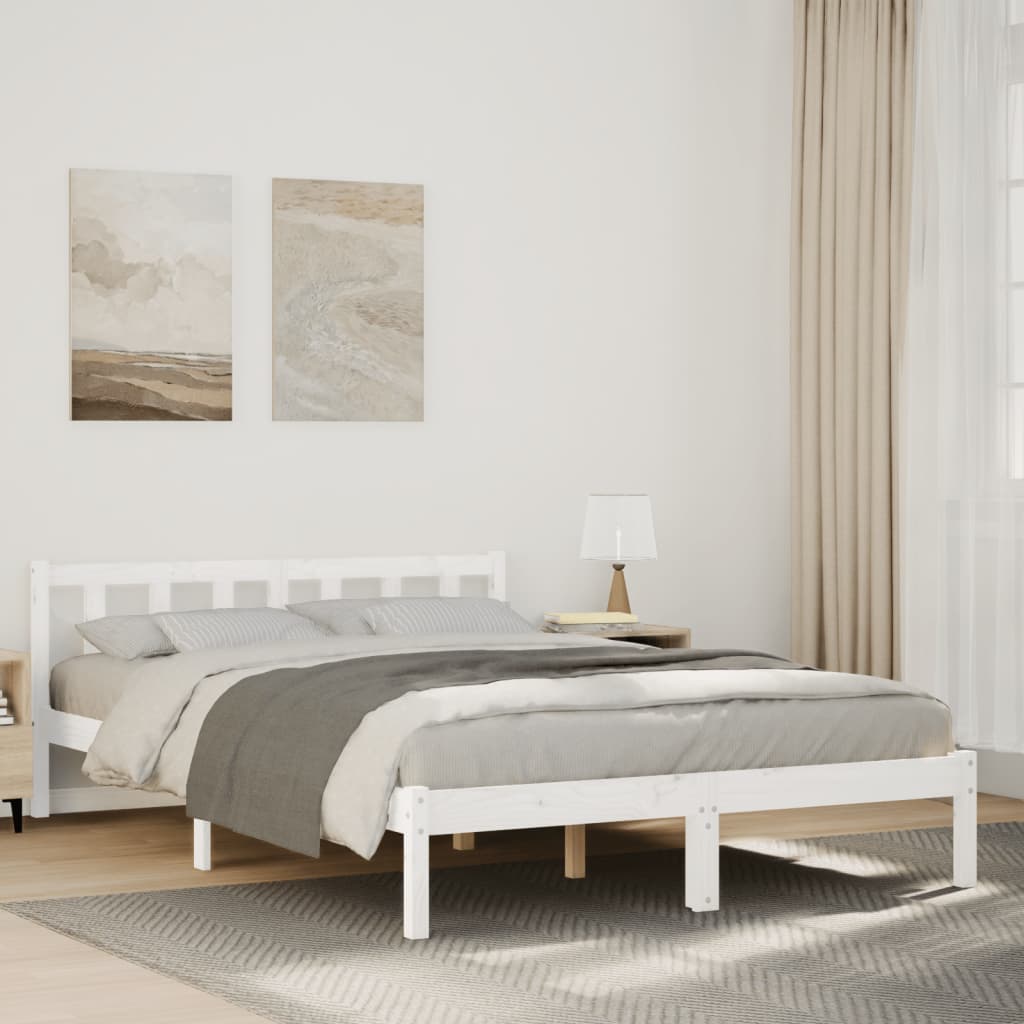 Prodloužený Rám Postele Bez Matrace Bílý 160 X 210 Cm Borovice