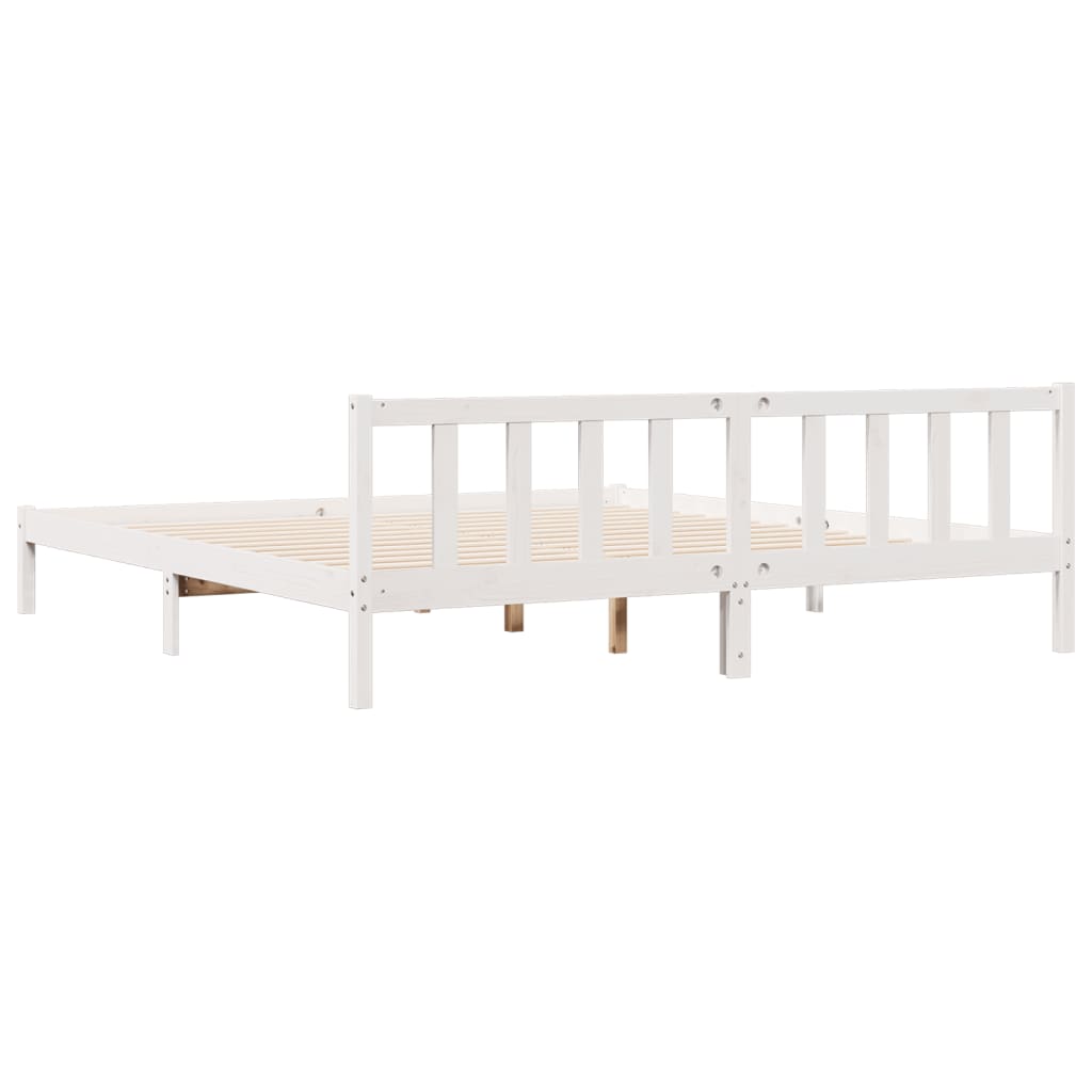 Prodloužený Rám Postele Bez Matrace Bílý 180 X 210 Cm Borovice