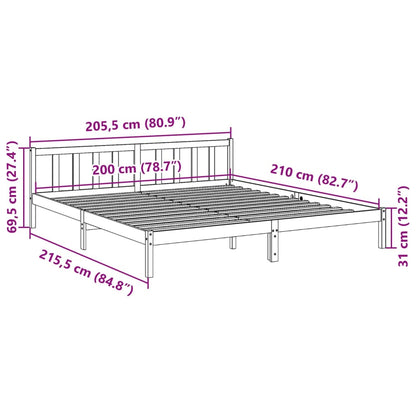 Prodloužený Rám Postele Bez Matrace 200 X 210 Cm Borovice