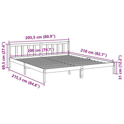 Prodloužený Rám Postele Bez Matrace Bílý 200 X 210 Cm Borovice