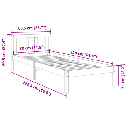 Prodloužený Rám Postele Bez Matrace 80 X 220 Cm Borovice