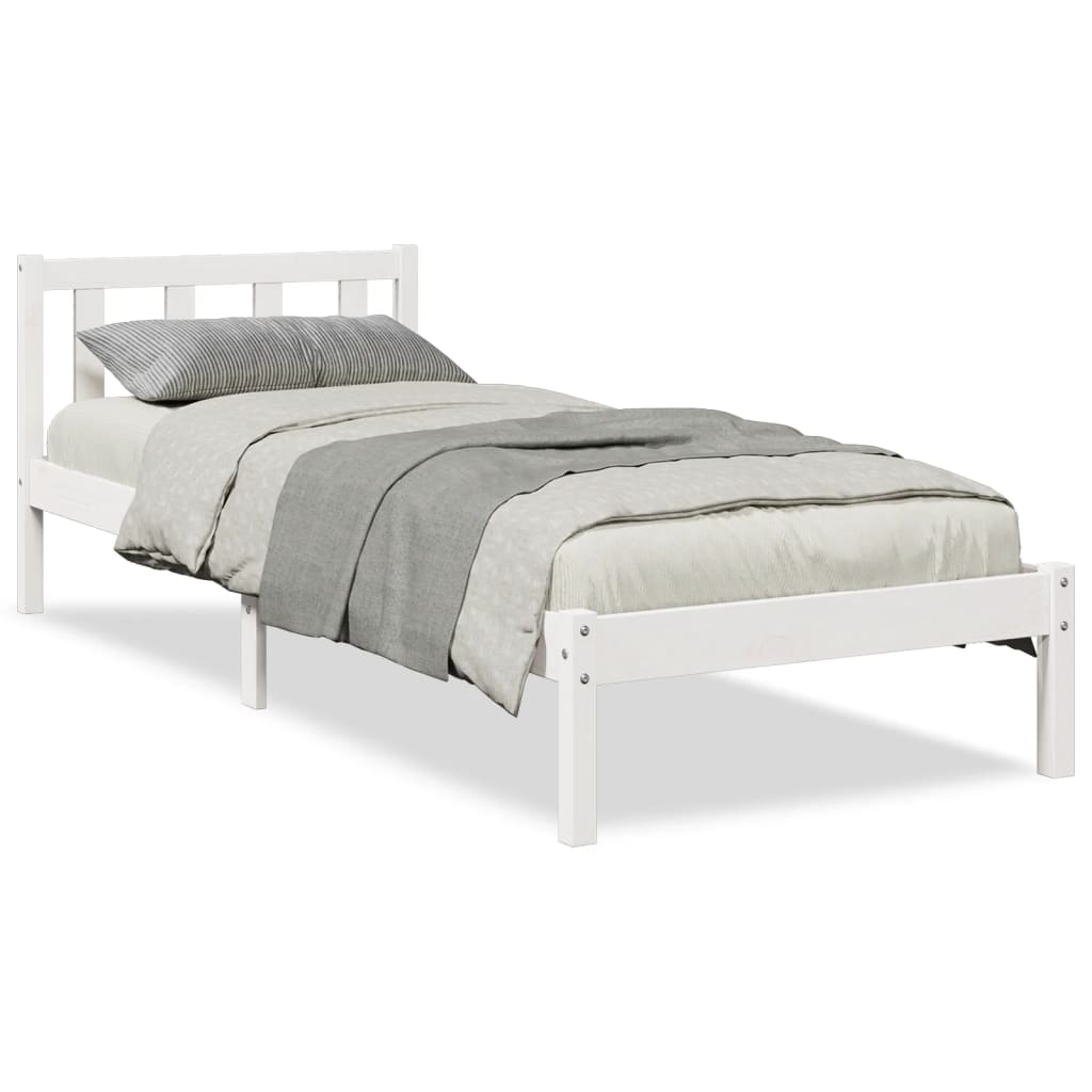 Prodloužený Rám Postele Bez Matrace Bílý 80 X 220 Cm Borovice