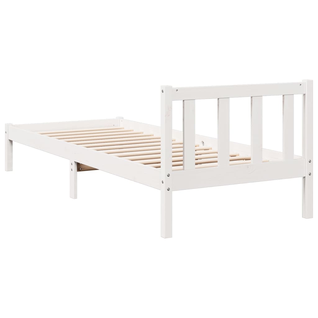 Prodloužený Rám Postele Bez Matrace Bílý 80 X 220 Cm Borovice