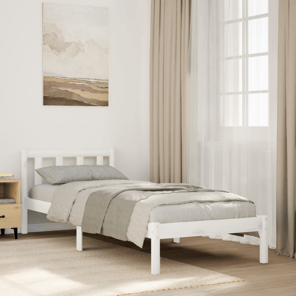 Prodloužený Rám Postele Bez Matrace Bílý 90 X 220 Cm Borovice