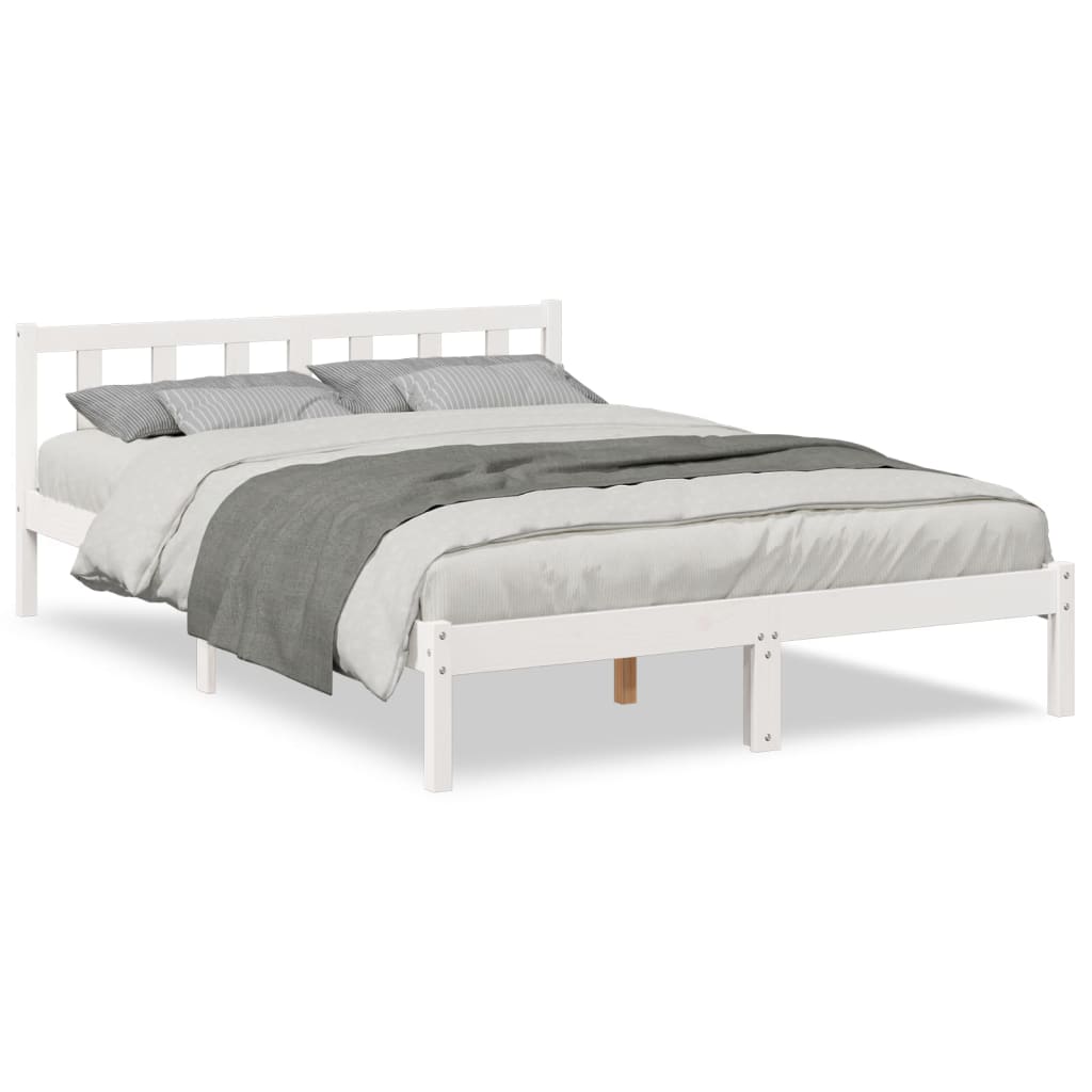 Prodloužený Rám Postele Bez Matrace Bílý 140 X 220 Cm Borovice