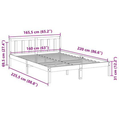 Prodloužený Rám Postele Bez Matrace Bílý 160 X 220 Cm Borovice