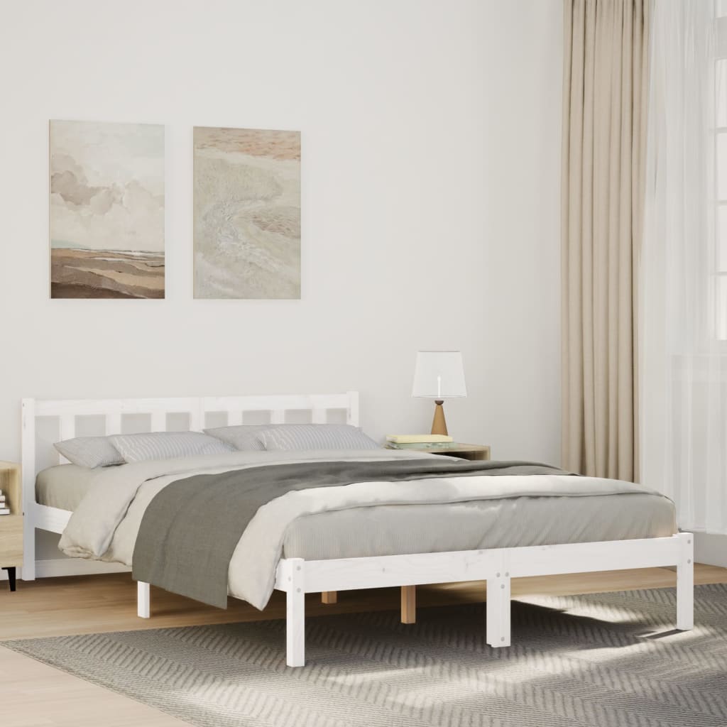 Prodloužený Rám Postele Bez Matrace Bílý 160 X 220 Cm Borovice