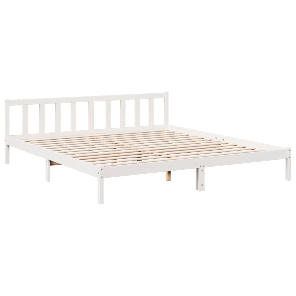 Prodloužený Rám Postele Bez Matrace Bílý 180 X 220 Cm Borovice