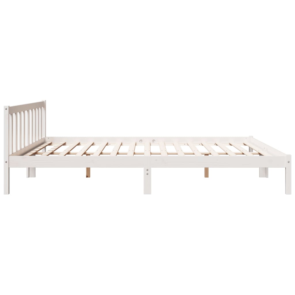 Prodloužený Rám Postele Bez Matrace Bílý 180 X 220 Cm Borovice